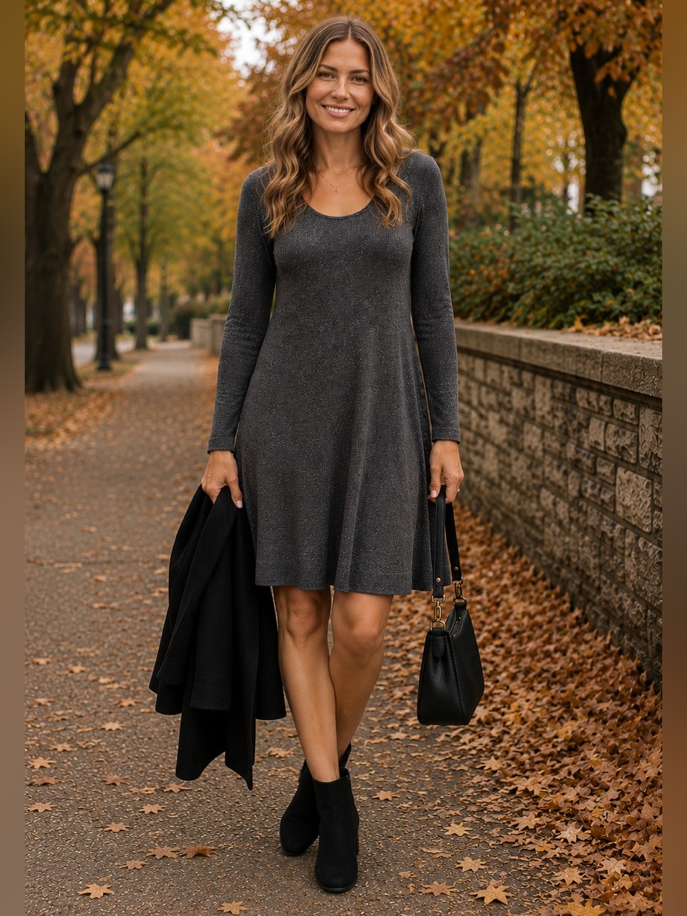 EILEEN FISHER Extra Fine Merino Wool Scoop Neck Knit Sweater Dress Sz M